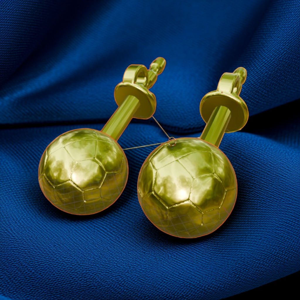 Football Stud Earrings – 10mm Soccer Ball Stud Earrings in Polished Gold