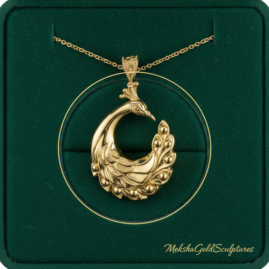 Peacock Pendant Necklace | 9K Gold, Sterling Silver 925 or Brass | Elegant Peacock Bird Charm | Art Deco Jewelry | Gift for Her