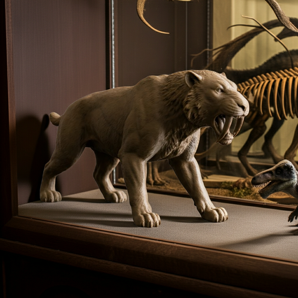 Smilodon Saber-Toothed Cat Model 3D Print | Ice Age Predator Figure | Desk Decor | Prehistoric Animal | PLA Nylon Resin | 160mm