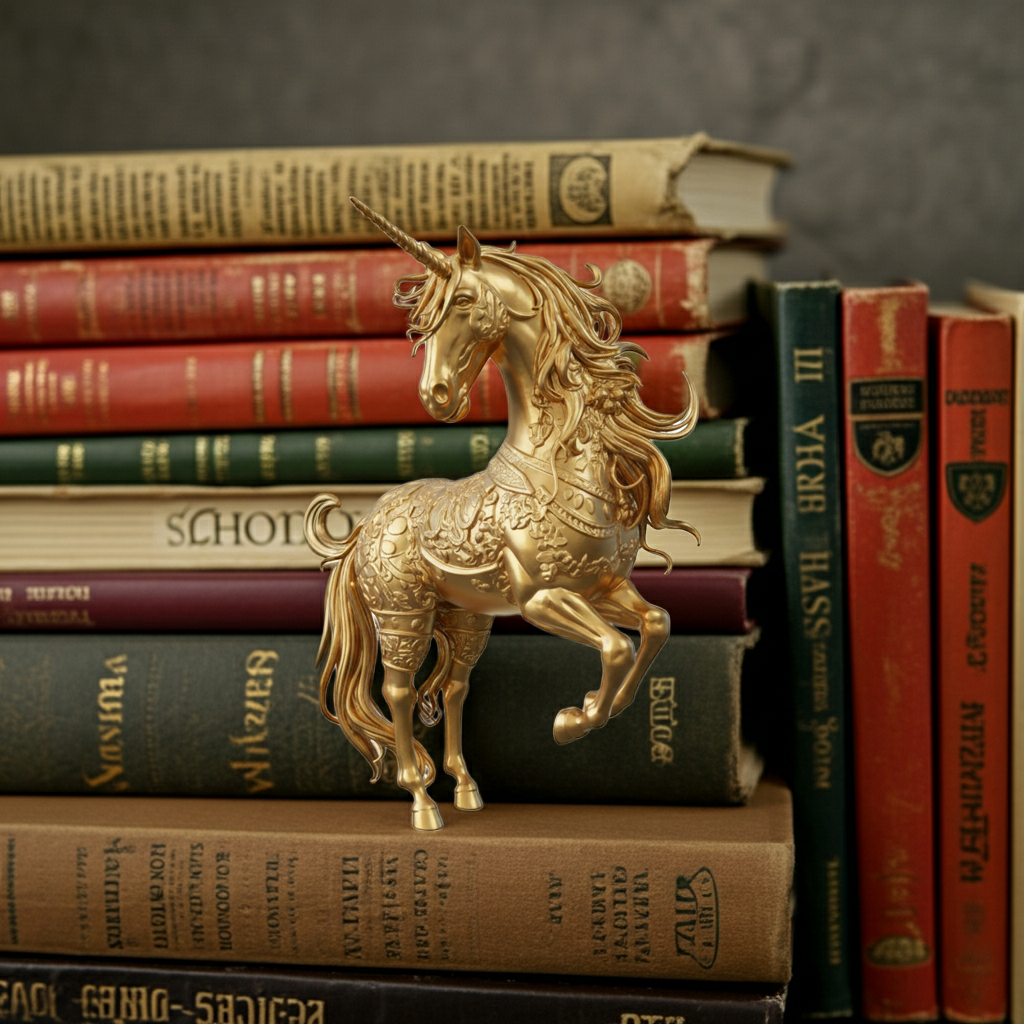 Golden Unicorn Statue 150mm | Small Fantasy Decor | 3D Printed Unicorn Figure | Mythical Gift | Desk Ornament | Home Decoration