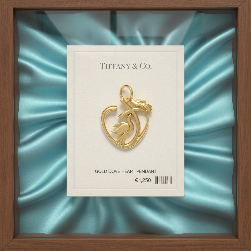 Heart and Dove Pendant - Polished Silver and Brass Symbolic Charm