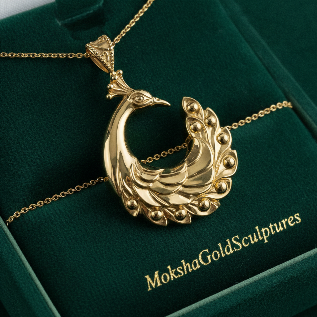 Peacock Pendant Necklace | 9K Gold, Sterling Silver 925 or Brass | Elegant Peacock Bird Charm | Art Deco Jewelry | Gift for Her