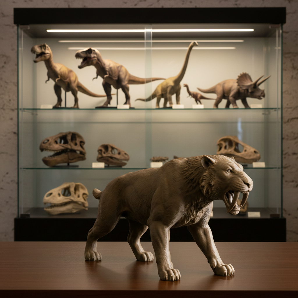 Smilodon Saber-Toothed Cat Model 3D Print | Ice Age Predator Figure | Desk Decor | Prehistoric Animal | PLA Nylon Resin | 160mm
