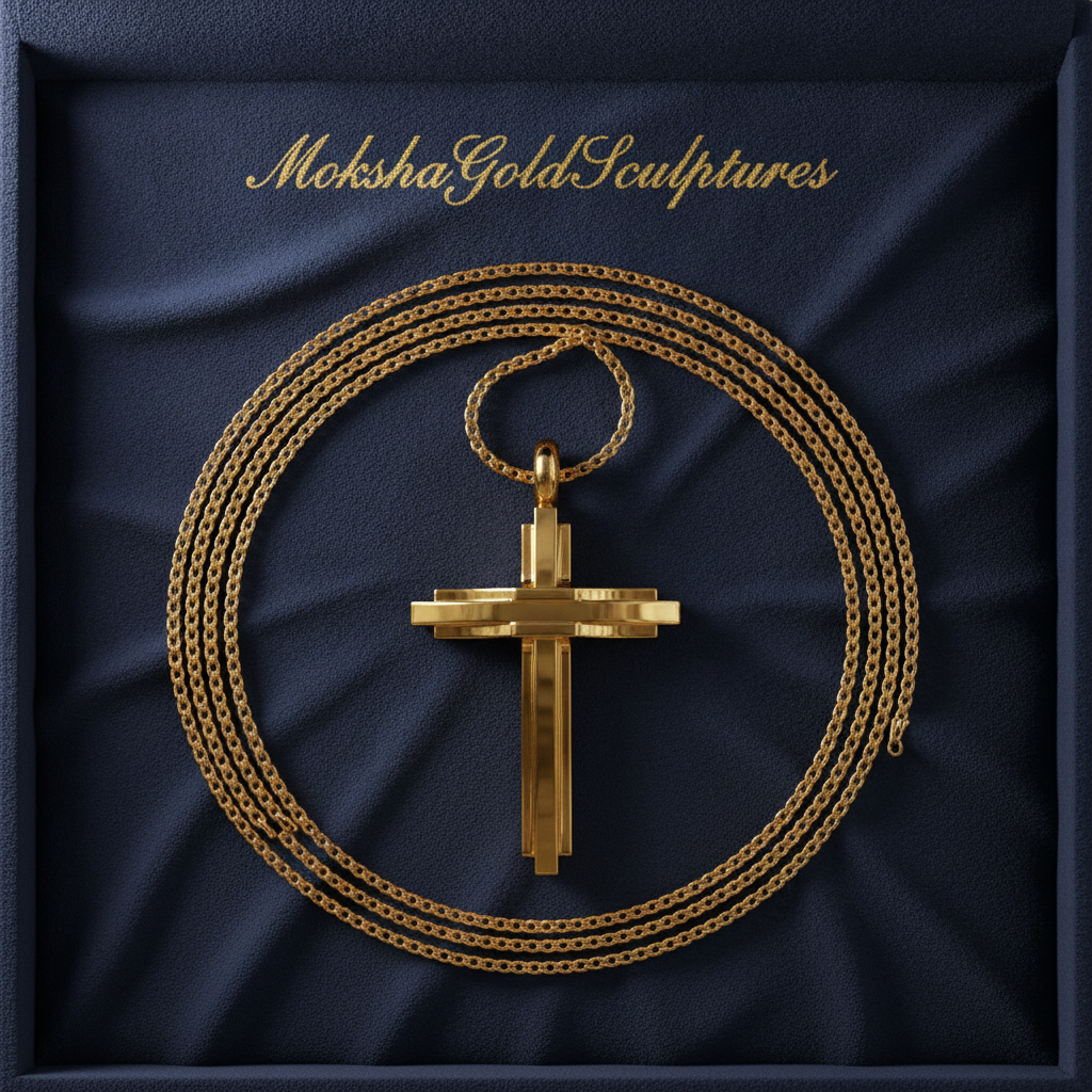 Modern Christian Cross Pendant Necklace | 18K Gold & Sterling Silver | Faith Jewellery Gift