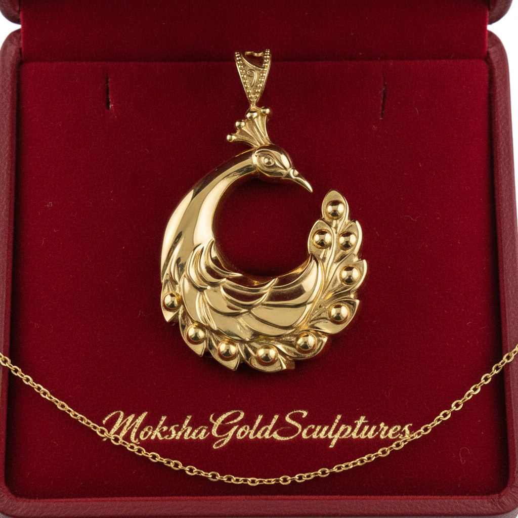 Peacock Pendant Necklace | 9K Gold, Sterling Silver 925 or Brass | Elegant Peacock Bird Charm | Art Deco Jewelry | Gift for Her