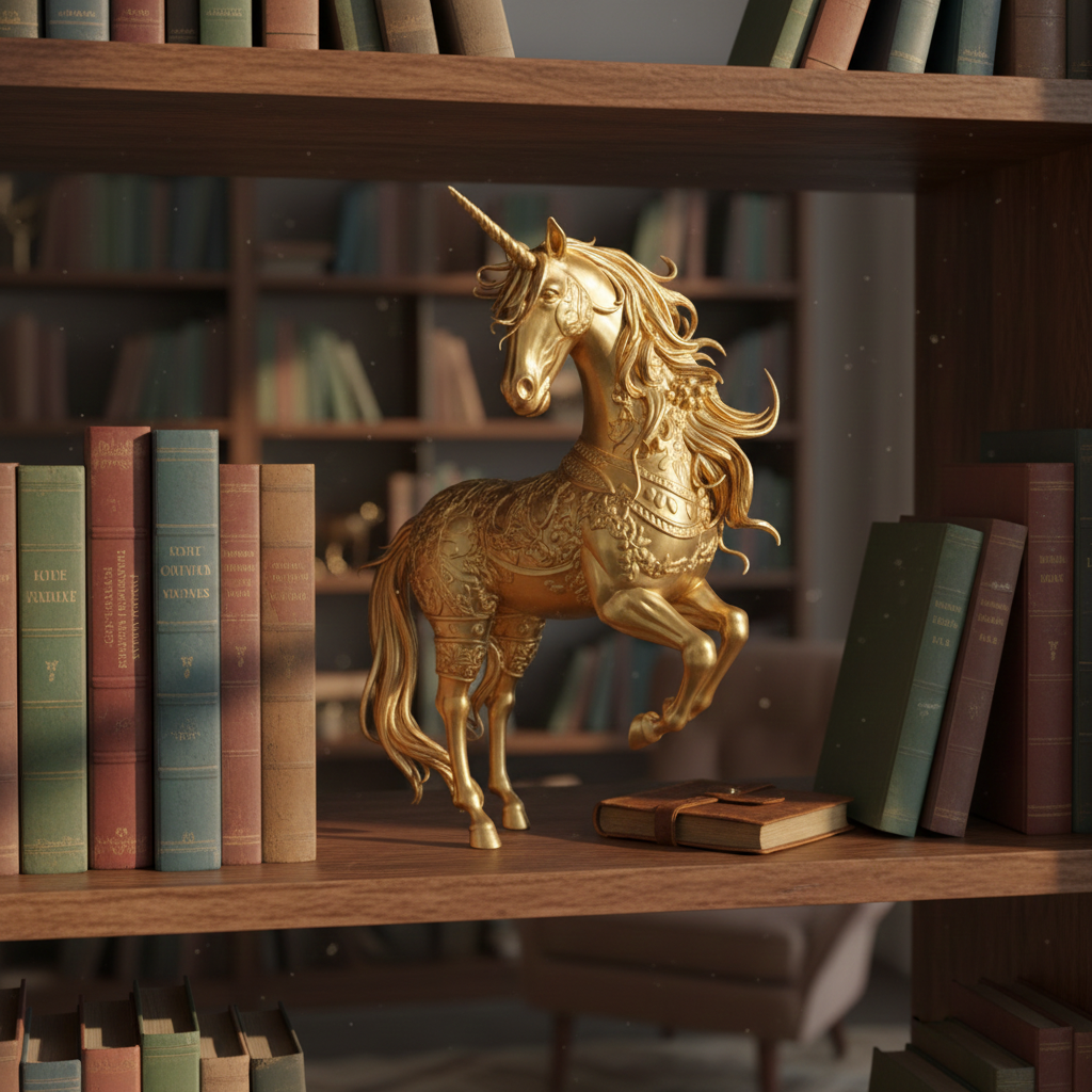 Golden Unicorn Statue 150mm | Small Fantasy Decor | 3D Printed Unicorn Figure | Mythical Gift | Desk Ornament | Home Decoration