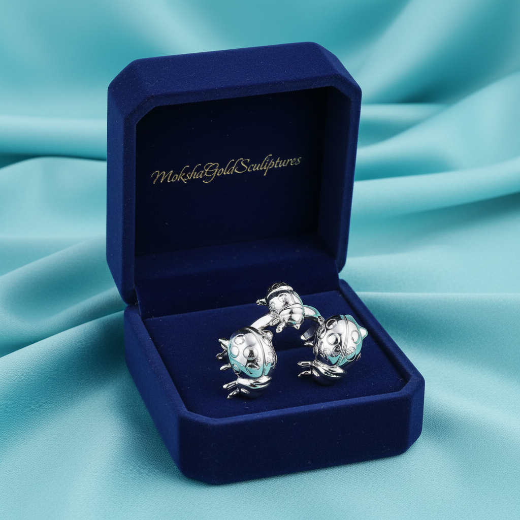 Ladybird Stud Earring – 8mm Miniature Nature-Inspired Stud in Polished Silver / Polished Brass