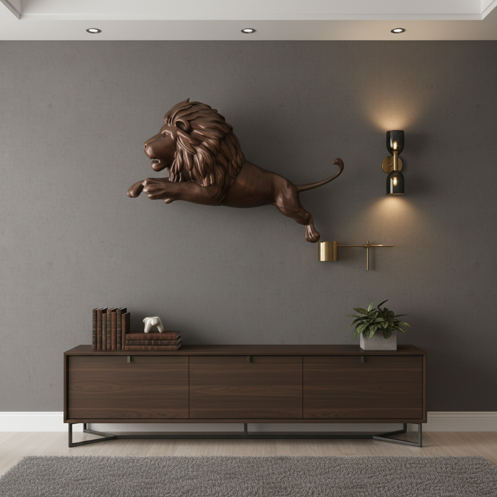 Lion Wall Sculpture 250mm | 3D Printed PLA Wall Art | Luxury Lion Decor | Modern Animal Wall Mount | Office & Living Room Statement Piece