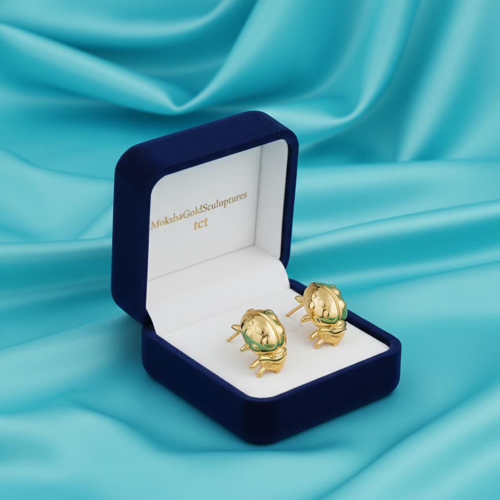 Ladybird Stud Earring – 8mm Miniature Nature-Inspired Stud in Gold