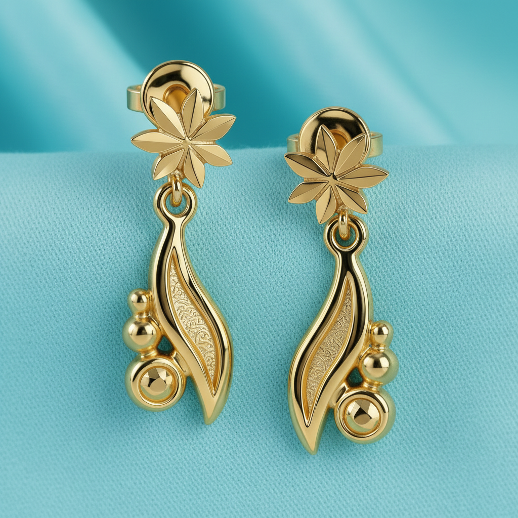Gold Leaf Drop Earrings, Floral Dangle Earrings, Silver & Polished Brass Earrings, Lightweight Statement Earrings, Handmade Leaf Jewellery