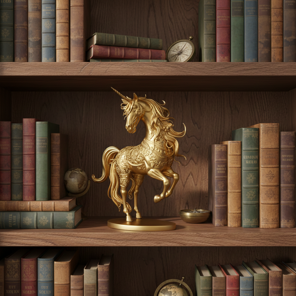 Golden Unicorn Statue 150mm | Small Fantasy Decor | 3D Printed Unicorn Figure | Mythical Gift | Desk Ornament | Home Decoration