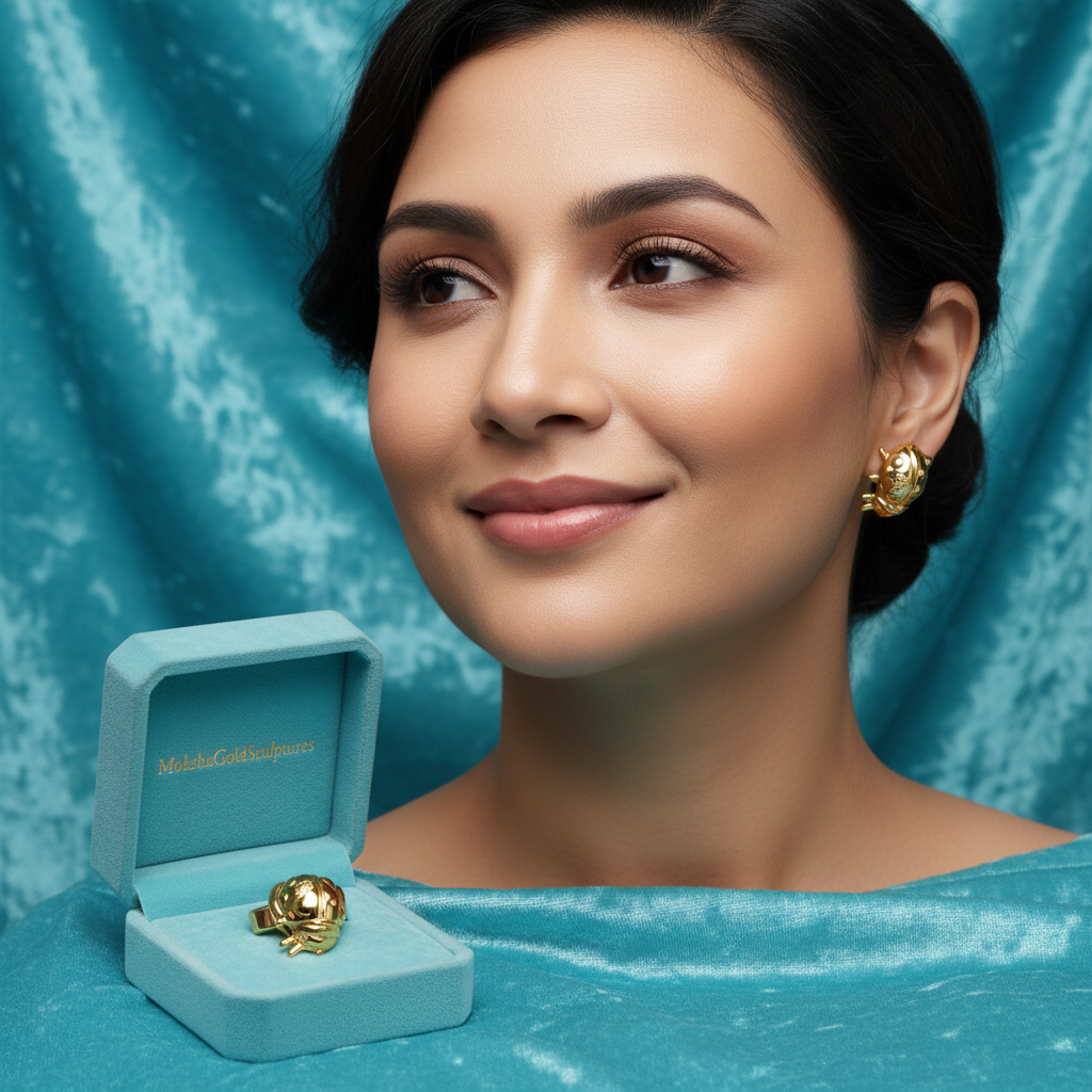Ladybird Stud Earring – 8mm Miniature Nature-Inspired Stud in Gold
