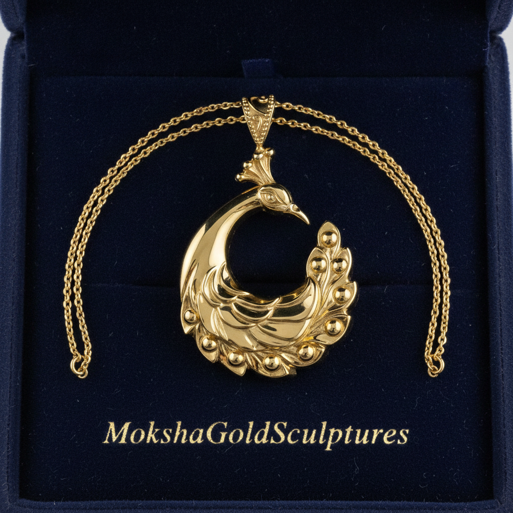 Peacock Pendant Necklace | 9K Gold, Sterling Silver 925 or Brass | Elegant Peacock Bird Charm | Art Deco Jewelry | Gift for Her