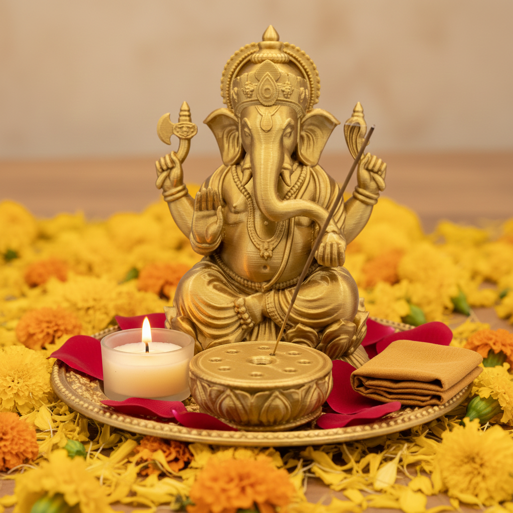 Ganesh Incense Holder Tray – PLA & Resin Decorative Statue with Incense Disk – Spiritual Home Décor – Meditation Altar Gift – Free UK Shipping