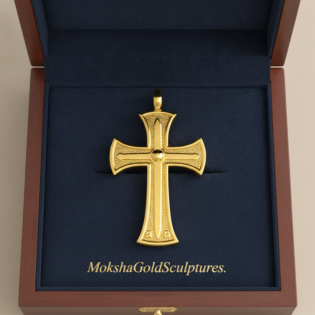 18K Gold Cross Pendant Necklace | Medieval Christian Cross | Faith Necklace | Religious Jewelry | Sacred Cross Pendant | Christian Gift