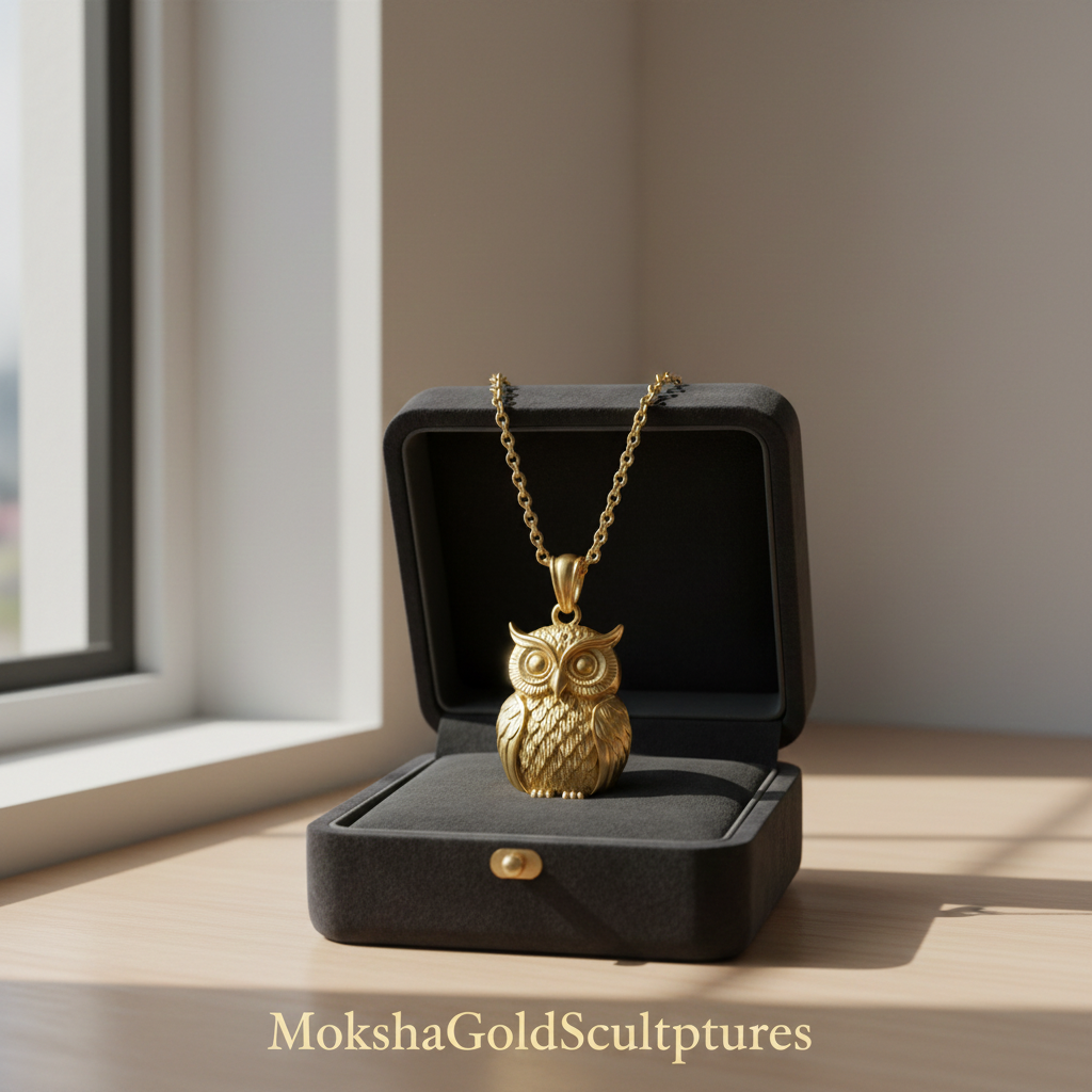 Owl Pendant Necklace | Gold, Silver & Brass | Minimalist Owl Charm Necklace