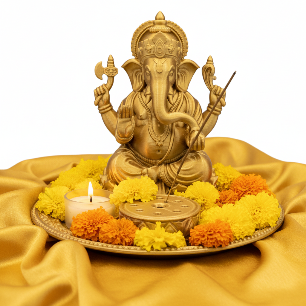 Ganesh Incense Holder Tray – PLA & Resin Decorative Statue with Incense Disk – Spiritual Home Décor – Meditation Altar Gift – Free UK Shipping