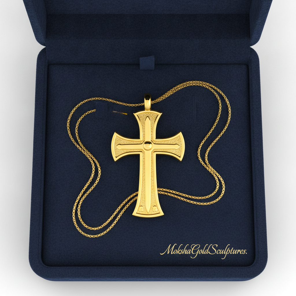18K Gold Cross Pendant Necklace | Medieval Christian Cross | Faith Necklace | Religious Jewelry | Sacred Cross Pendant | Christian Gift