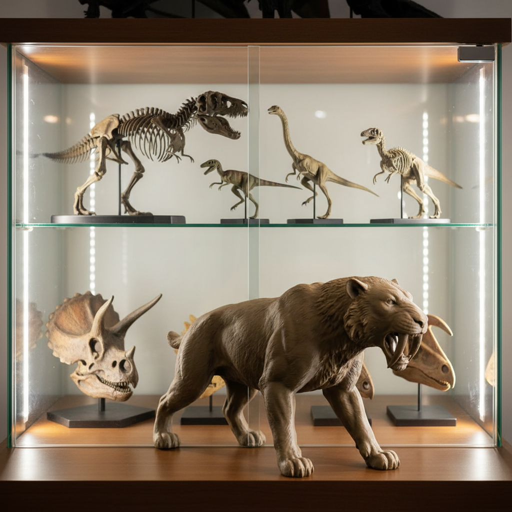 Smilodon Saber-Toothed Cat Model 3D Print | Ice Age Predator Figure | Desk Decor | Prehistoric Animal | PLA Nylon Resin | 160mm