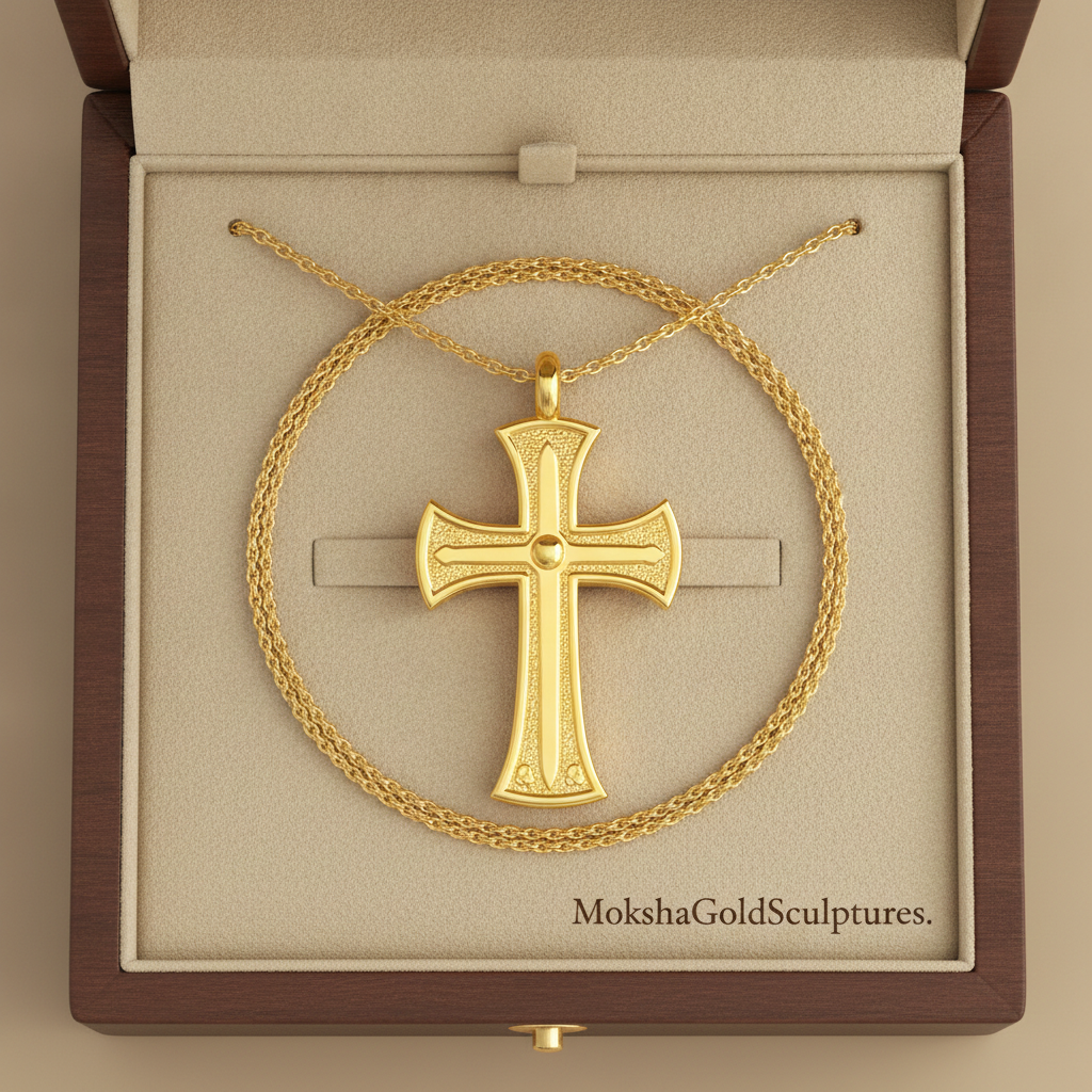 18K Gold Cross Pendant Necklace | Medieval Christian Cross | Faith Necklace | Religious Jewelry | Sacred Cross Pendant | Christian Gift
