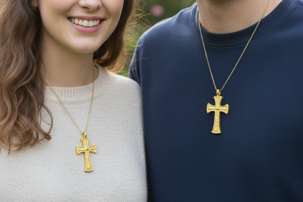18K Gold Cross Pendant Necklace | Medieval Christian Cross | Faith Necklace | Religious Jewelry | Sacred Cross Pendant | Christian Gift