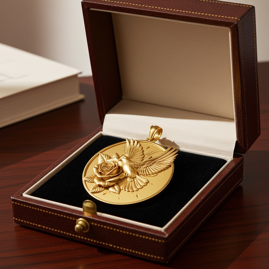 Hummingbird Necklace Gold Rose Pendant | 9K 14K 18K Gold Bird Necklace | Engraved Floral Jewelry | Nature Gift for Women | Handmade Charm