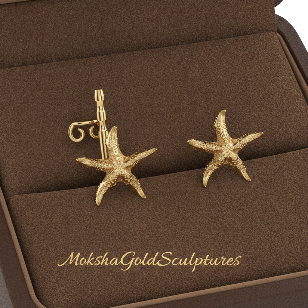Starfish Stud Earrings | 9K Gold, Sterling Silver or Brass | Beach Jewelry | Ocean Inspired Earrings | Sea Star Studs | Coastal Gift for Her
