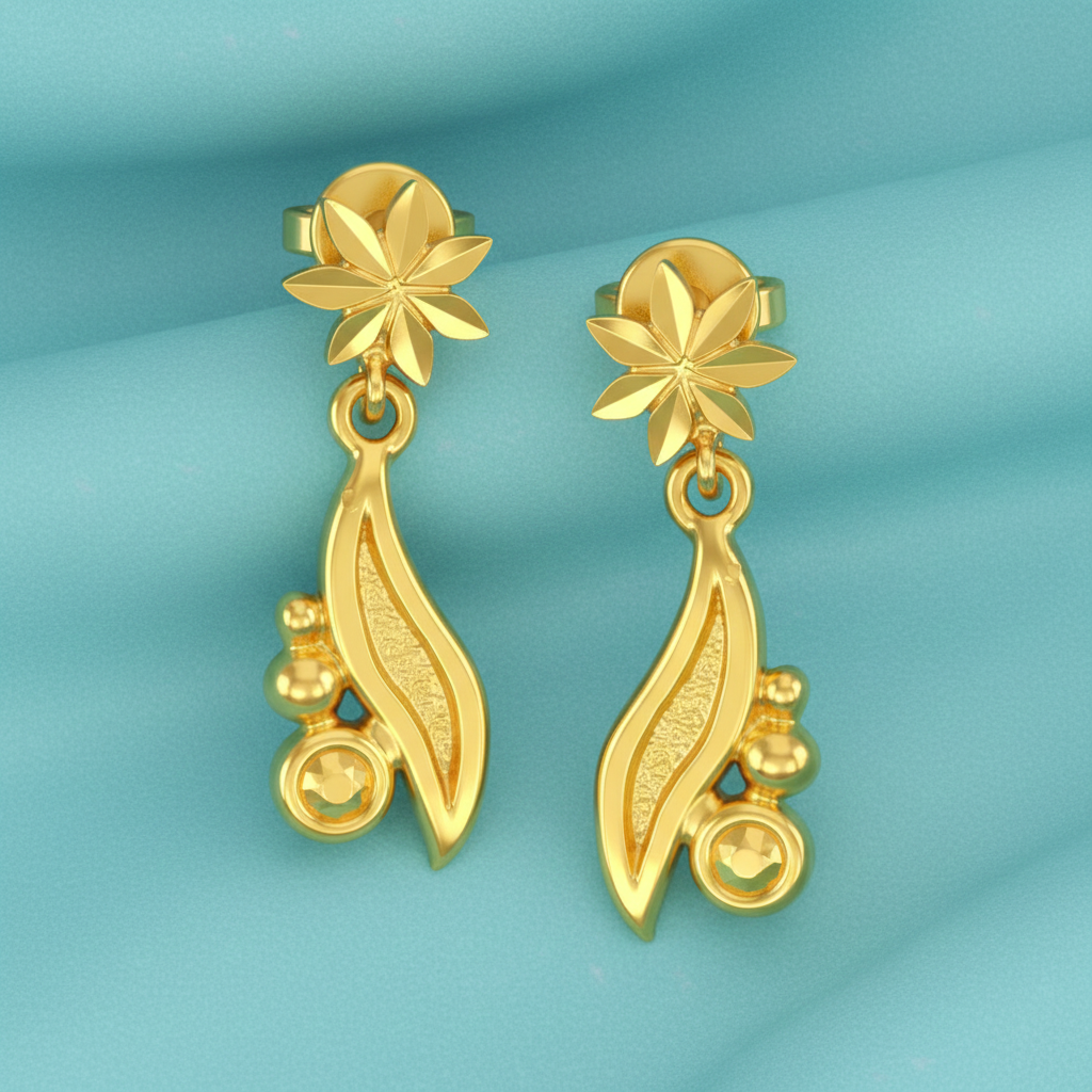 Gold Leaf Drop Earrings, Floral Statement Earrings, Lightweight Gold Dangle Earrings, Handmade Leaf Jewellery
