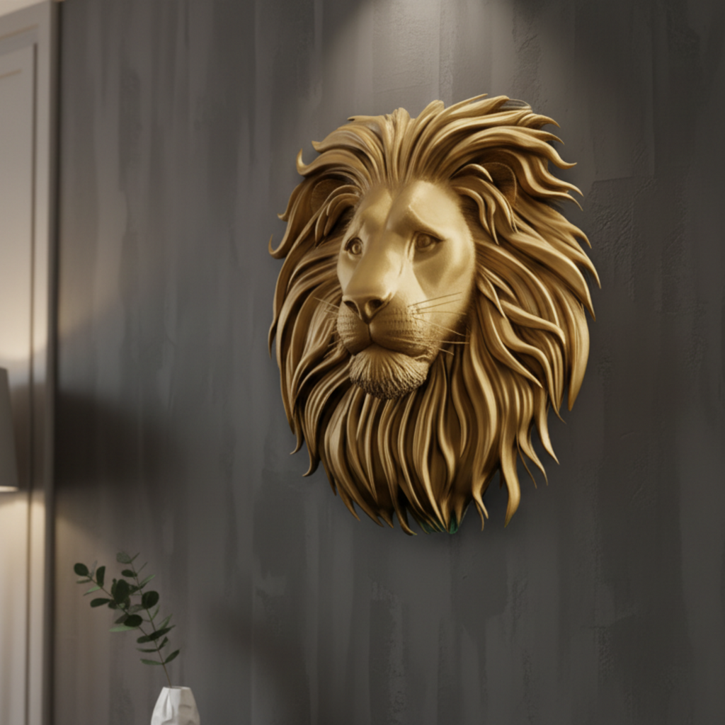 Lion Head Wall Mount PLA Sculpture 250mm | 3D Printed Lion Wall Art | Large Wall Decor | Handmade Animal Sculpture