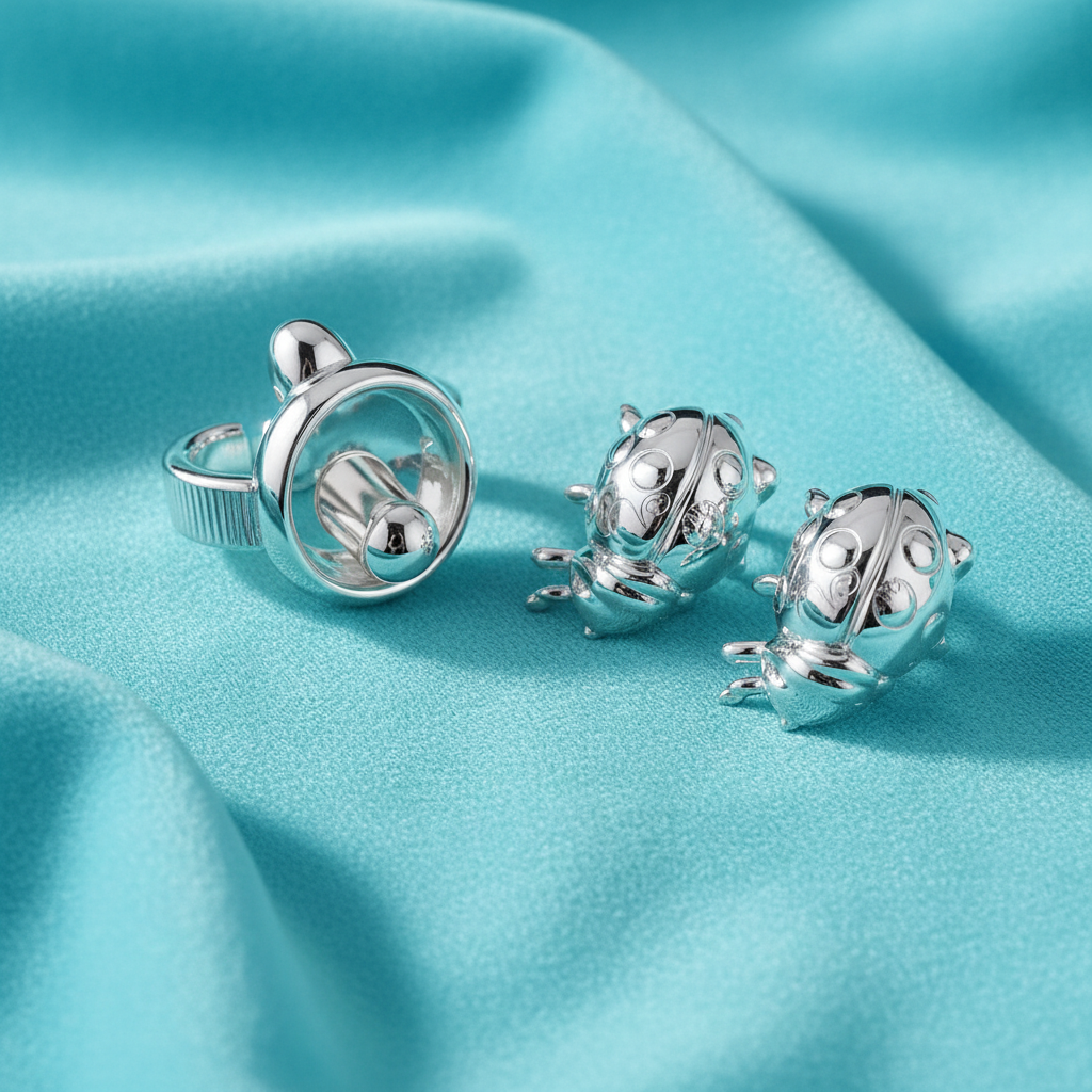 Ladybird Stud Earring – 8mm Miniature Nature-Inspired Stud in Polished Silver / Polished Brass