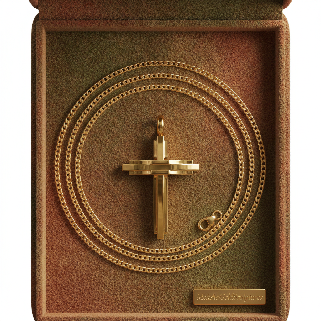 Modern Christian Cross Pendant Necklace | 18K Gold & Sterling Silver | Faith Jewellery Gift