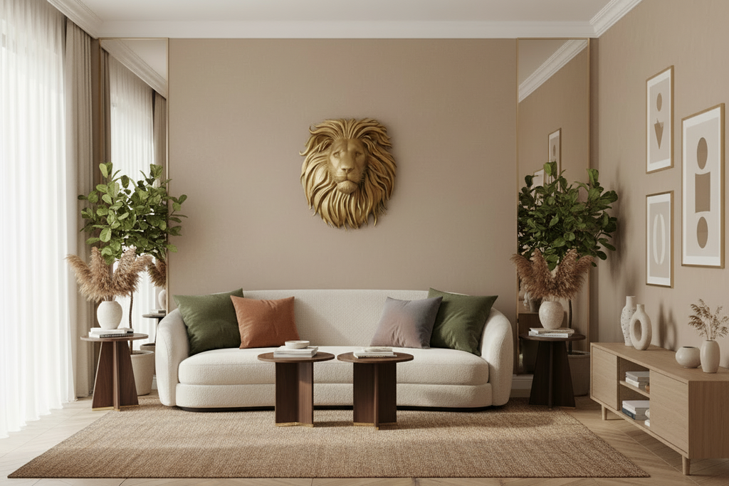 Lion Head Wall Mount PLA Sculpture 250mm | 3D Printed Lion Wall Art | Large Wall Decor | Handmade Animal Sculpture