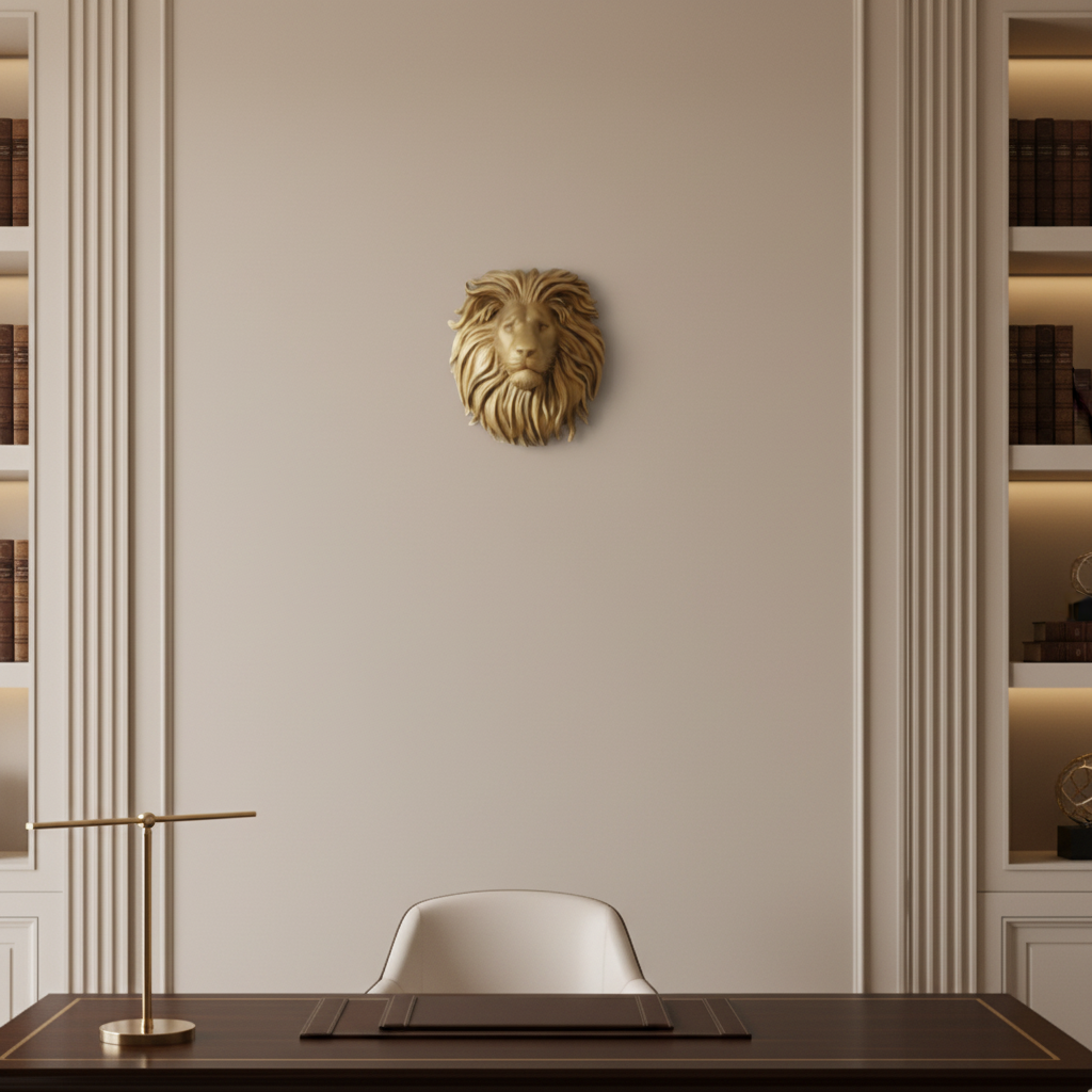 Lion Head Wall Mount PLA Sculpture 250mm | 3D Printed Lion Wall Art | Large Wall Decor | Handmade Animal Sculpture