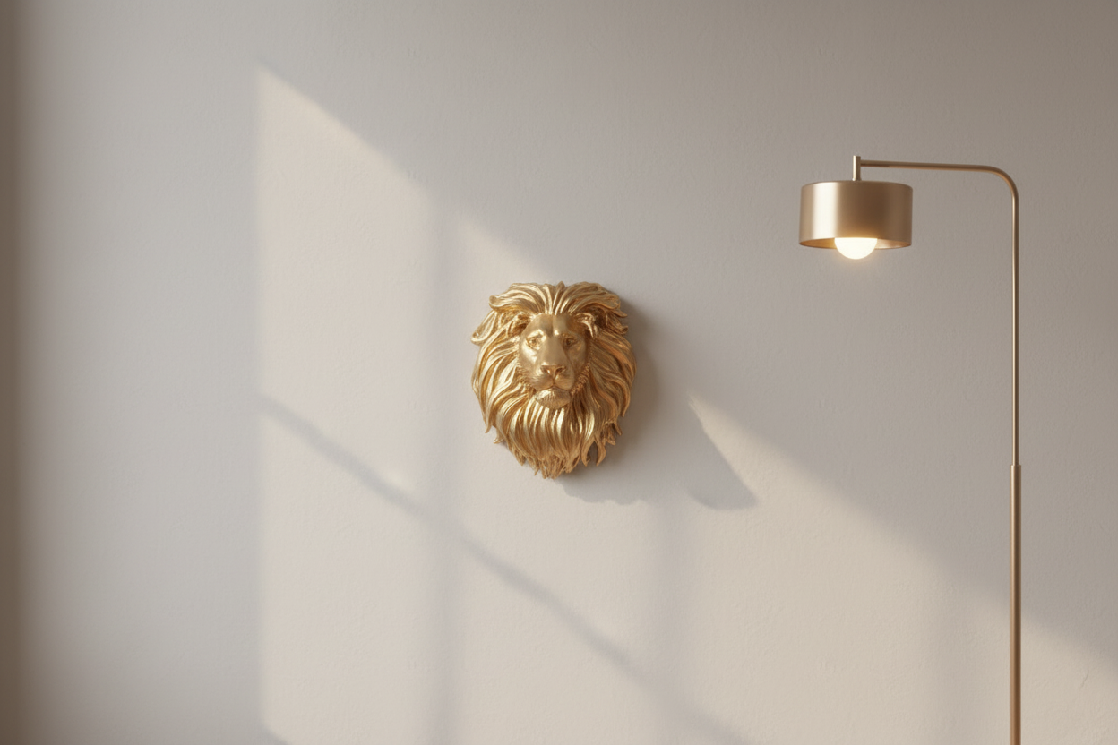 Lion Head Wall Mount PLA Sculpture 250mm | 3D Printed Lion Wall Art | Large Wall Decor | Handmade Animal Sculpture