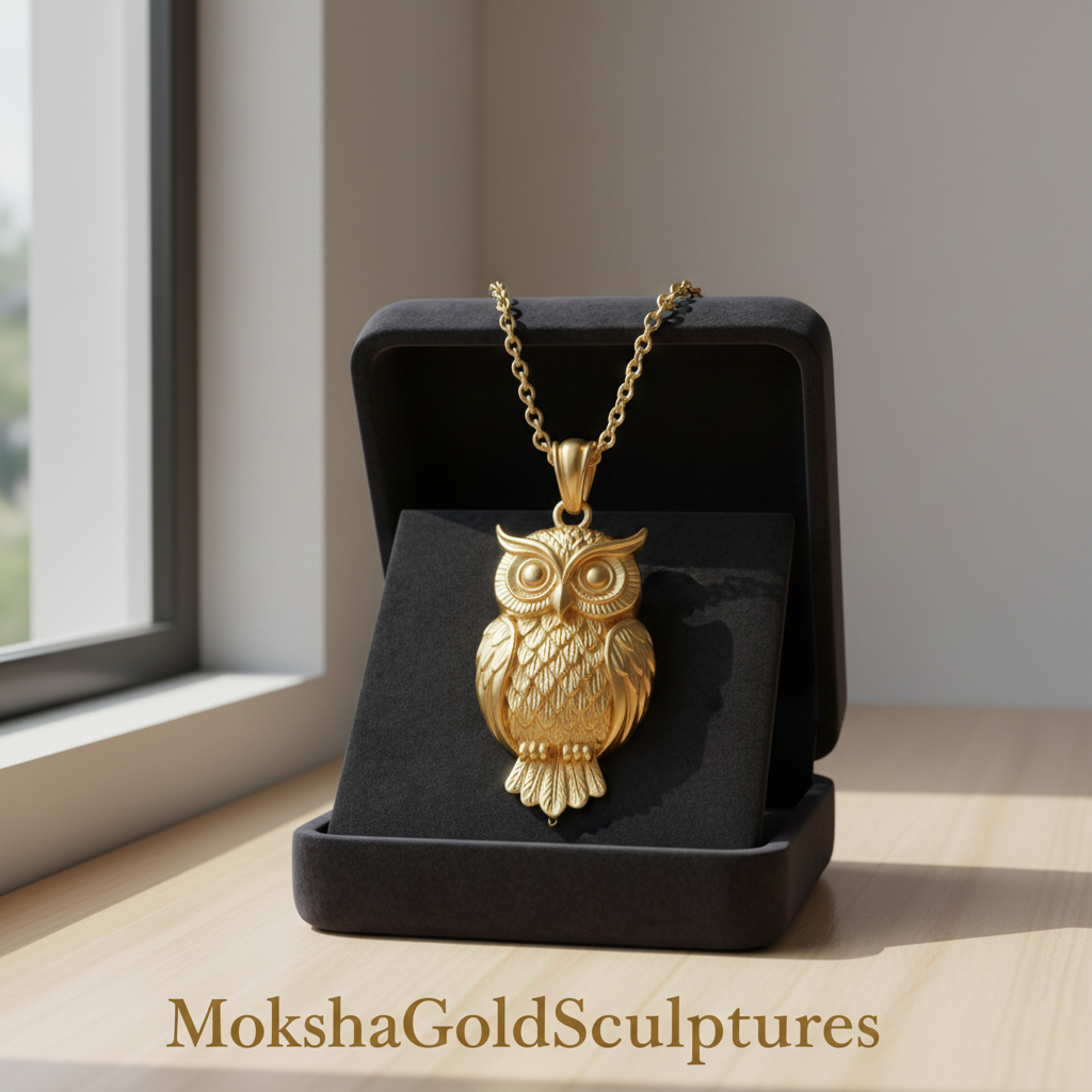 Owl Pendant Necklace | Gold, Silver & Brass | Minimalist Owl Charm Necklace