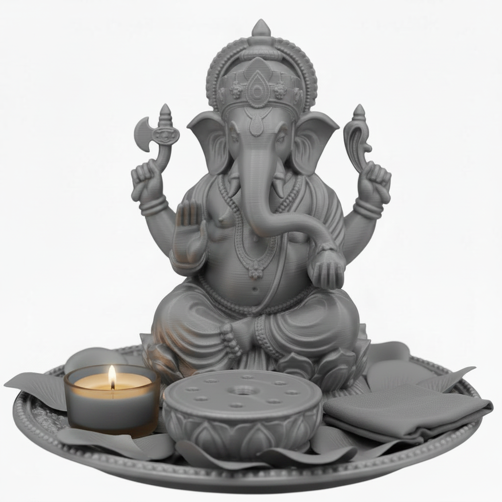 Ganesh Incense Holder Tray – PLA & Resin Decorative Statue with Incense Disk – Spiritual Home Décor – Meditation Altar Gift – Free UK Shipping