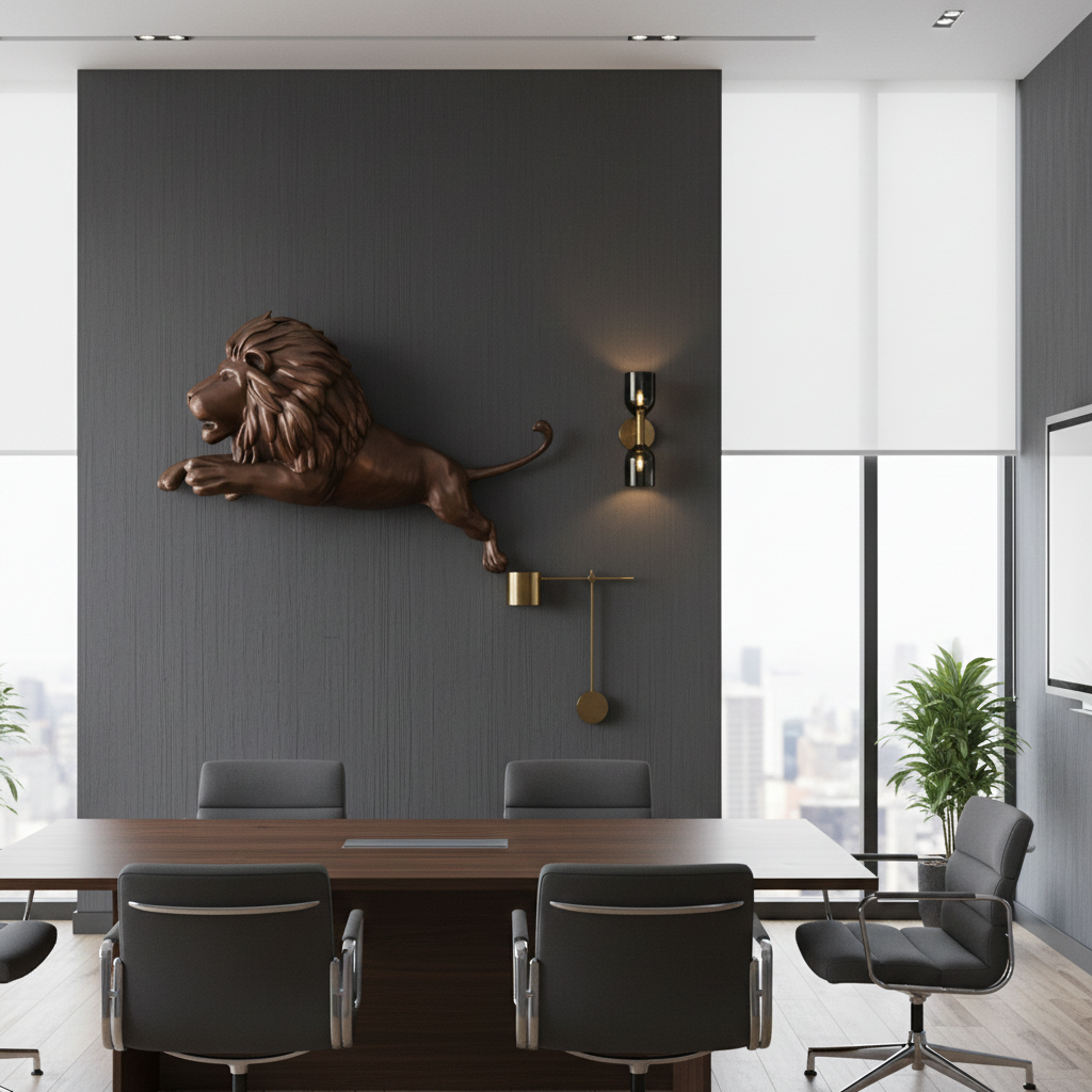 Lion Wall Sculpture 250mm | 3D Printed PLA Wall Art | Luxury Lion Decor | Modern Animal Wall Mount | Office & Living Room Statement Piece