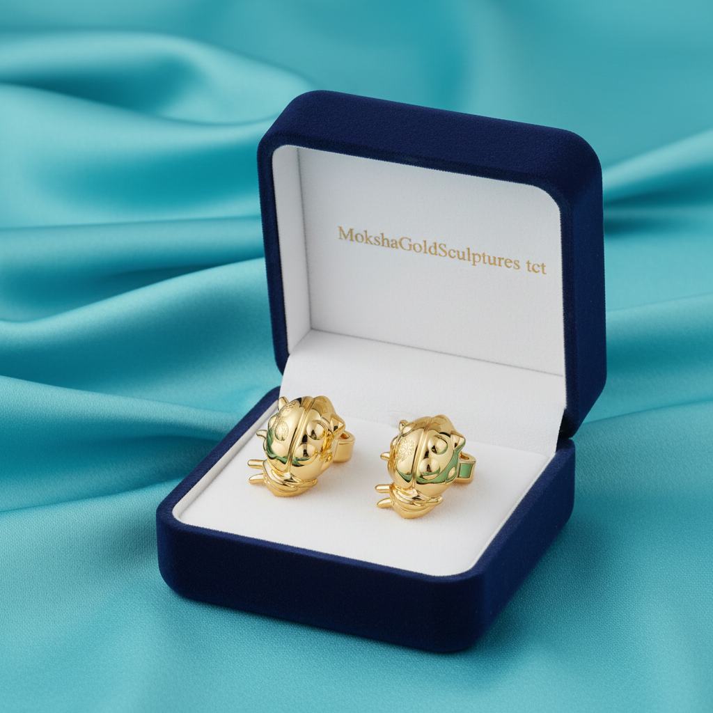 Ladybird Stud Earring – 8mm Miniature Nature-Inspired Stud in Gold