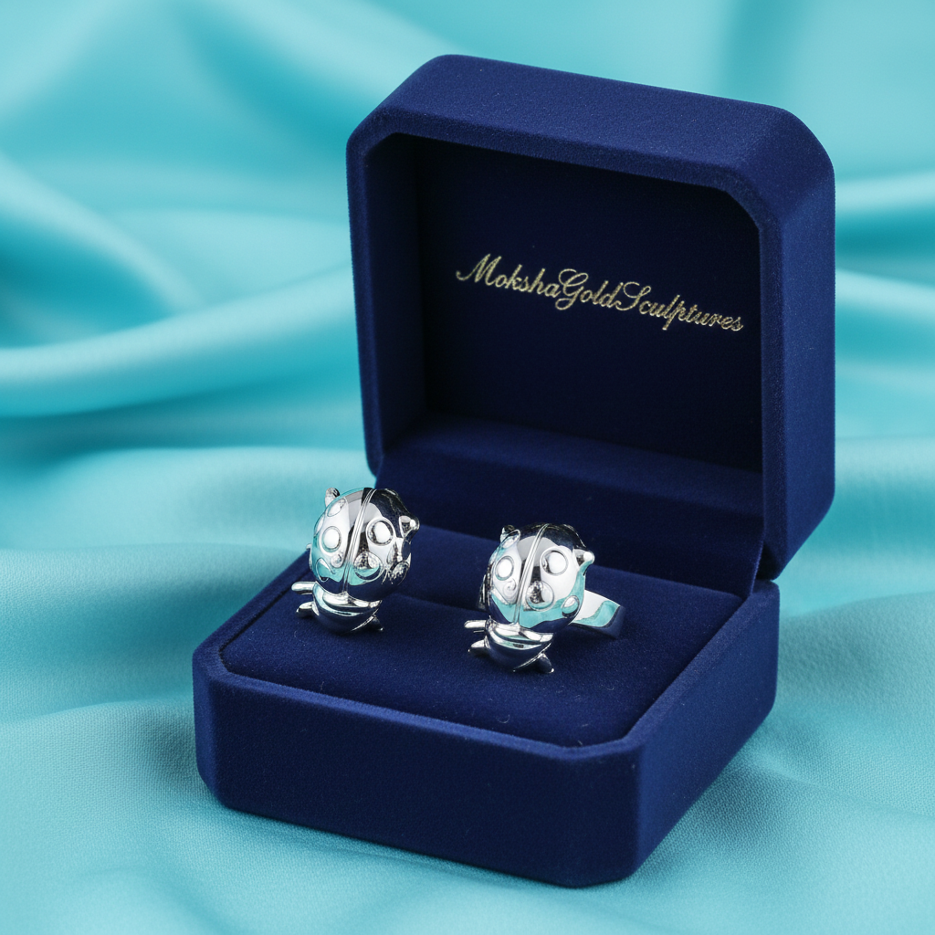 Ladybird Stud Earring – 8mm Miniature Nature-Inspired Stud in Polished Silver / Polished Brass