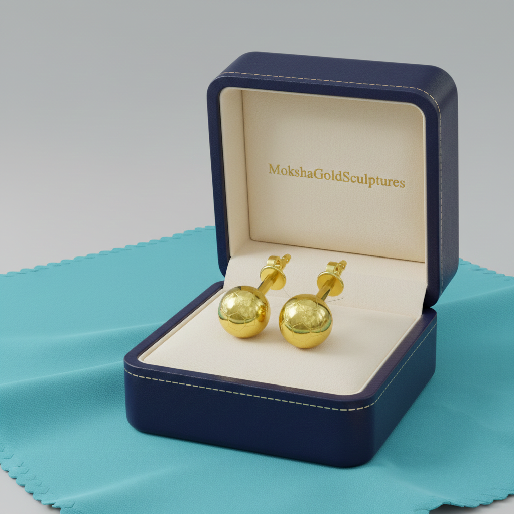 Football Stud Earrings – 10mm Soccer Ball Stud Earrings in Polished Gold