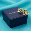 Intertwined Heart Stud Earrings in Gold | 20mm Modern Heart Studs | Lightweight Sculptural Love Knot Earrings