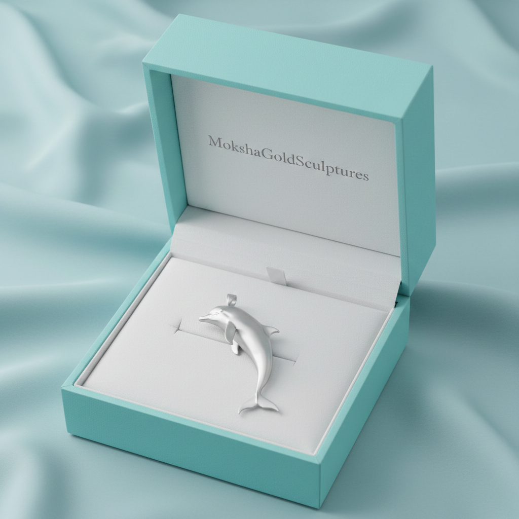 Dolphin Pendant Necklace 29mm – Solid 925 Silver or Polished Brass – Ocean Jewelry Charm – Minimalist Marine Pendant