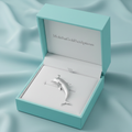 Dolphin Pendant Necklace 29mm – Solid 925 Silver or Polished Brass – Ocean Jewelry Charm – Minimalist Marine Pendant