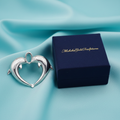 Double Dolphin Heart Pendant with Integrated Bail – Polished Silver or Brass – 29 x 24 mm