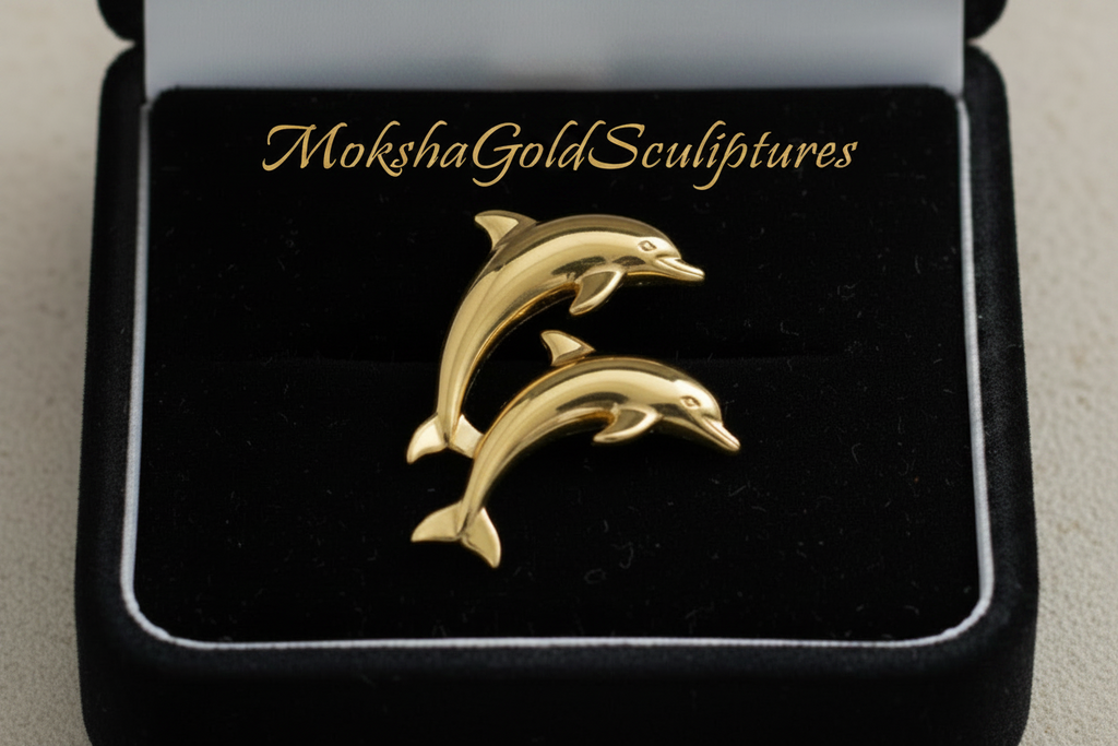 Two Dolphin Pendant Necklace | 18k Gold Plated or 925 Sterling Silver | Ocean Jewellery