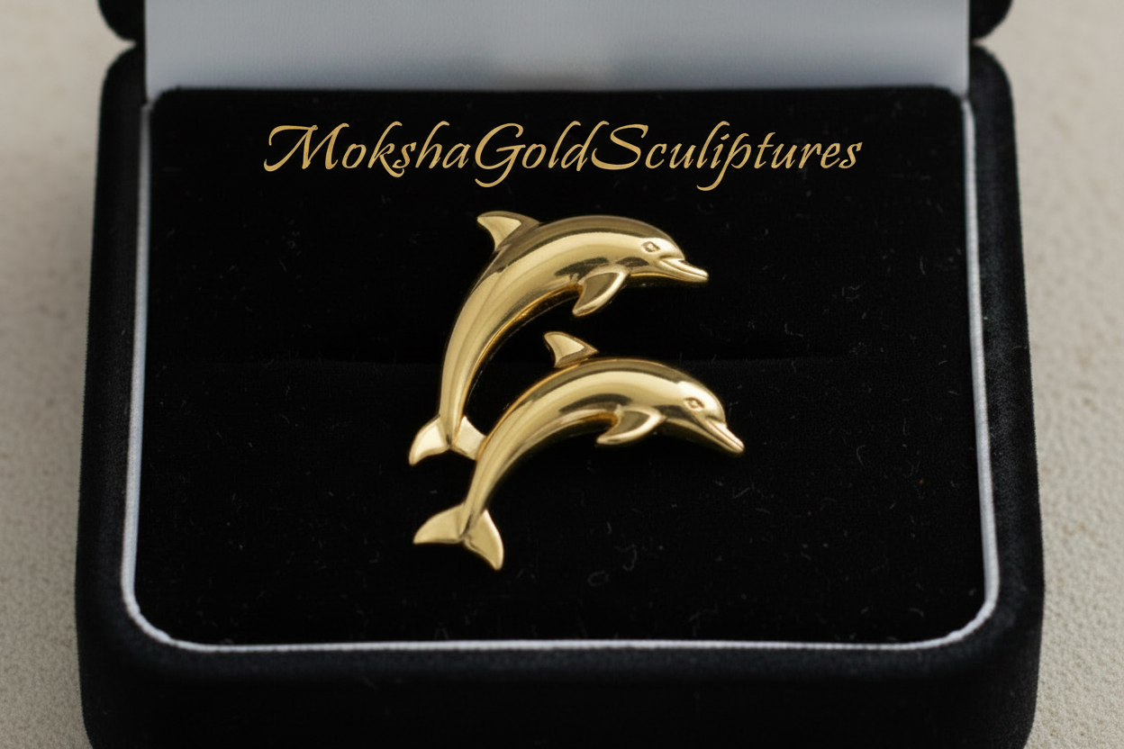 Two Dolphin Pendant Necklace | 18k Gold Plated or 925 Sterling Silver | Ocean Jewellery