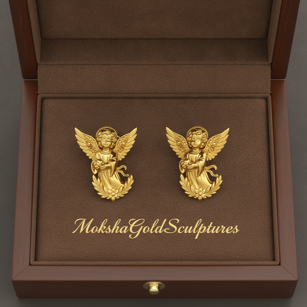 Angel Cherub Stud Earrings | 9K Gold, Sterling Silver or Brass | Handmade Angel Jewelry | Cherub Earrings | Artisan Religious Jewelry | Gift for Her