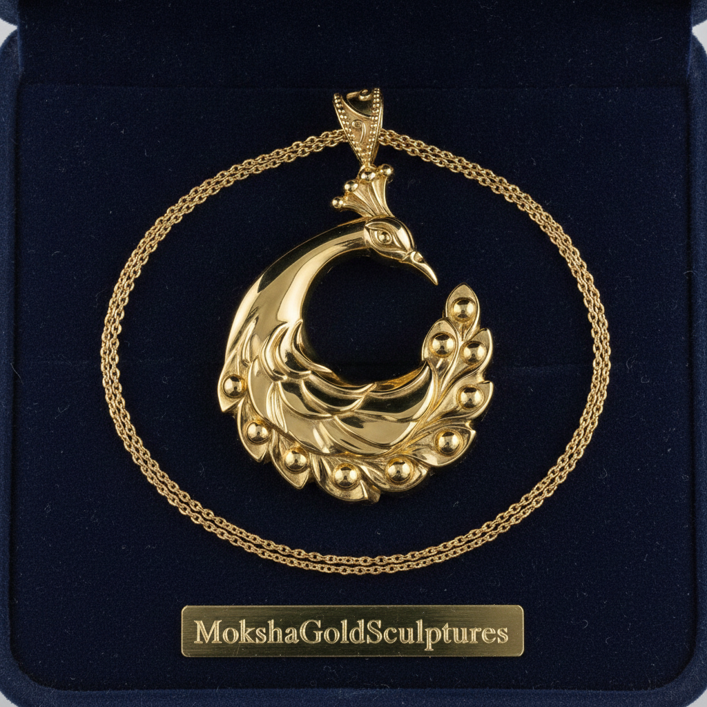 Peacock Pendant Necklace | 9K Gold, Sterling Silver 925 or Brass | Elegant Peacock Bird Charm | Art Deco Jewelry | Gift for Her
