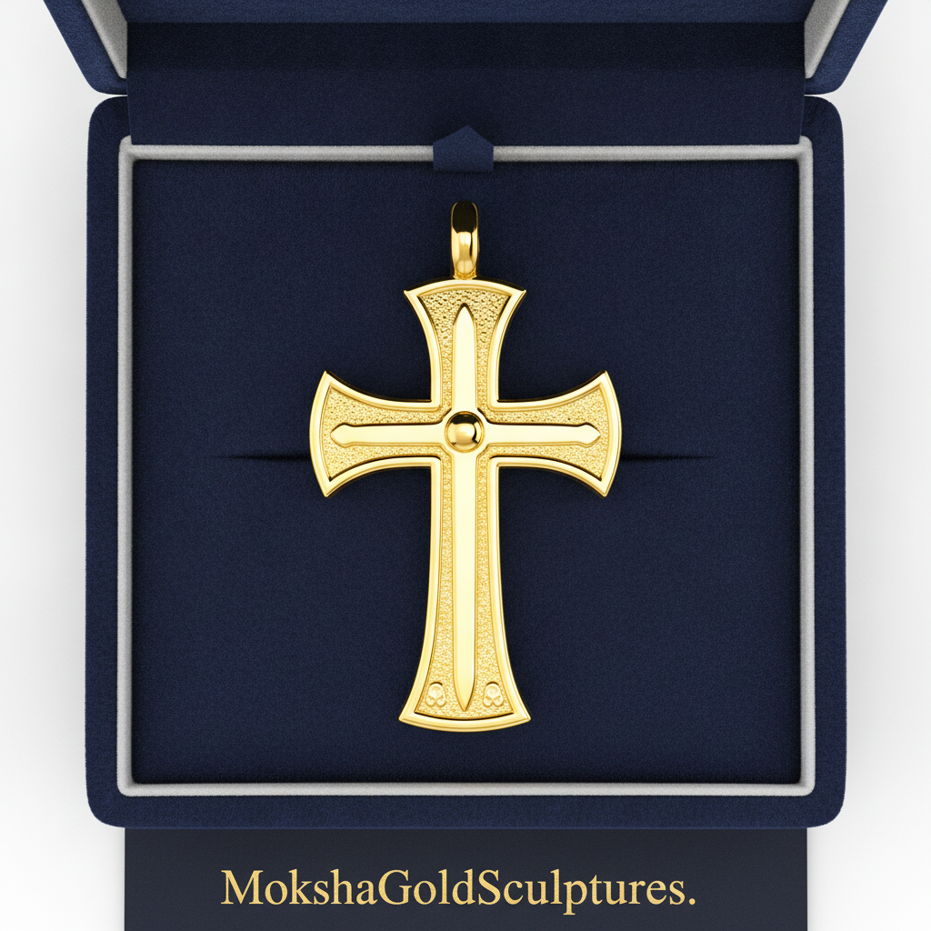 18K Gold Cross Pendant Necklace | Medieval Christian Cross | Faith Necklace | Religious Jewelry | Sacred Cross Pendant | Christian Gift