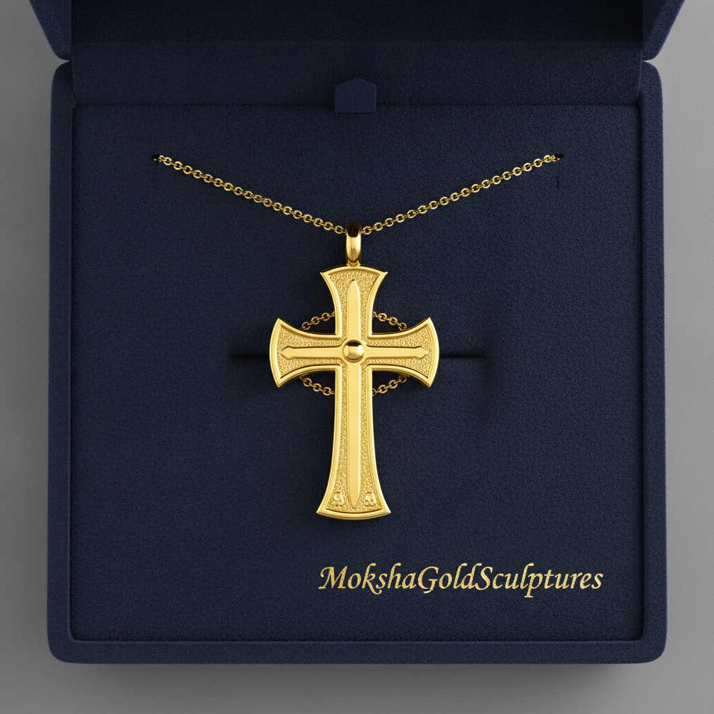 18K Gold Cross Pendant Necklace | Medieval Christian Cross | Faith Necklace | Religious Jewelry | Sacred Cross Pendant | Christian Gift